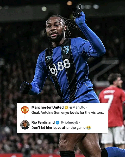 👀😅 Rio Ferdinand’s reaction to Antoine Semenyo’s goal vs. Man United. [Espn]Should Man...